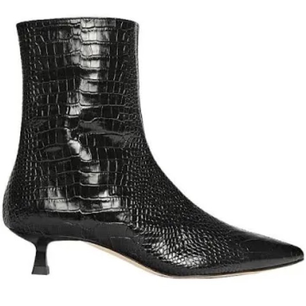 Freda Salvador Lanna Ankle Boot in Croc Embossed Black - Size 8.5